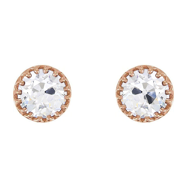 Taglio Old Mine Diamante anello in Oro Rosa 14K – vista principale