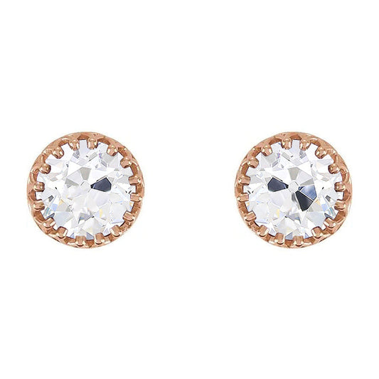 Taglio Old Mine Diamante anello in Oro Rosa 14K – vista principale