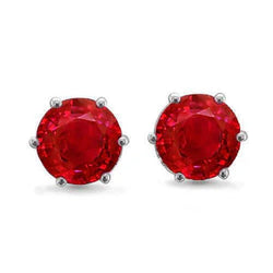 Solitaire Ruby Stud Lady orecchino in oro bianco 14K gioielleria 6 carati