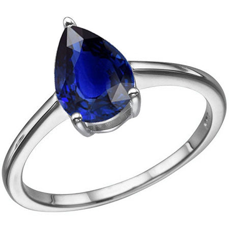 Anello con Pietra Preziosa Oro Bianco 14K con Zaffiro Blu Reale – vista principale