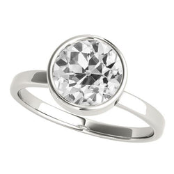 Solitaire Vecchio Minatore Naturale Diamante Ring Bezel Set Gioielli 2,50 Carati