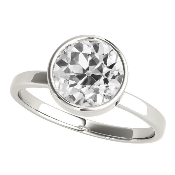 Solitaire Vecchio Minatore Naturale Diamante Ring Bezel Set Gioielli 2,50 Carati