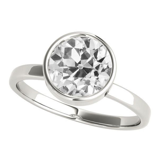 Solitaire Vecchio Minatore Naturale Diamante Ring Bezel Set Gioielli 2,50 Carati