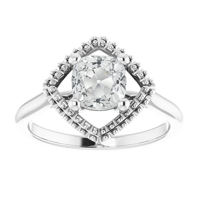 Solitaire Vecchio Taglio Cushion Naturale Diamante Ring Gioielli Stile Aquilone 5 Carati
