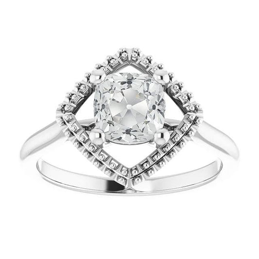Solitaire Vecchio Taglio Cushion Naturale Diamante Ring Gioielli Stile Aquilone 5 Carati