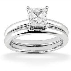 Solitaire Vero Diamond Princess Cut Anello Di Fidanzamento Set Gioielli Da 1 Carato