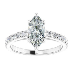 Brillante Anello Solitario con Accenti con Brillante Cuscino