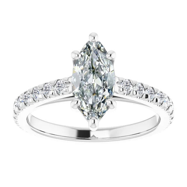 Marquise Brillante anello in Oro Bianco 14K – vista principale