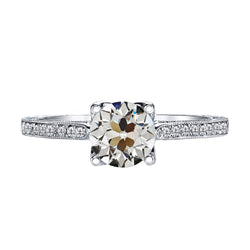 Diamante Taglio Europeo Antico Anello Solitario con Accenti 3