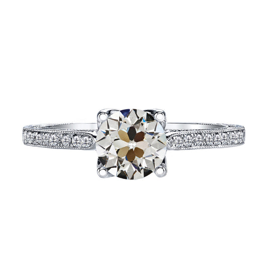 Cuscino Antico Diamante anello in Oro 14 Carati Bianco – vista principale