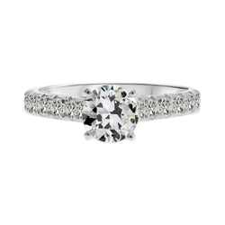 Oro 14 Carati Bianco Old European Brillante Anello Solitario con