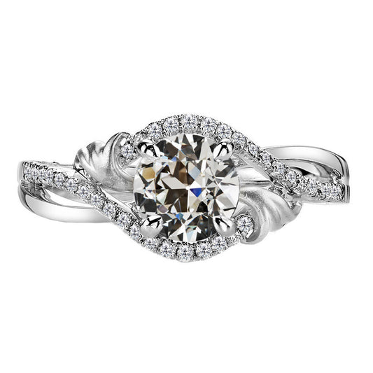 Diamante Anello Solitario con Accenti 3 carati Oro Bianco 14K – vista principale