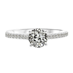 Anello Solitario con Accenti Oro Bianco 14K – Brillante Cuscino