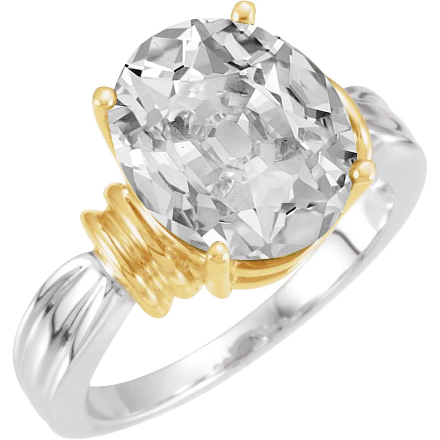 Brillante Taglio Old Mine Solitario di Fidanzamento in Oro Due Toni 14K – vista principale