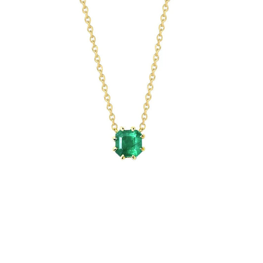 Solitario 3 carati ciondolo con ciondolo Verde smeraldo radiante collana ciondolo pietra preziosa