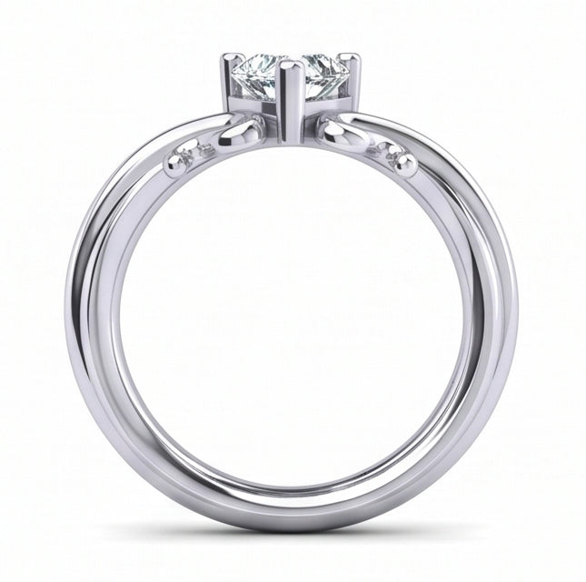 Solitario A Forma Di Cuore Anello Nuziale Con Genuino Diamante Naturale Autentico ( non creato in laboratorio ) Da 1.50 Ct Oro Bianco 14K