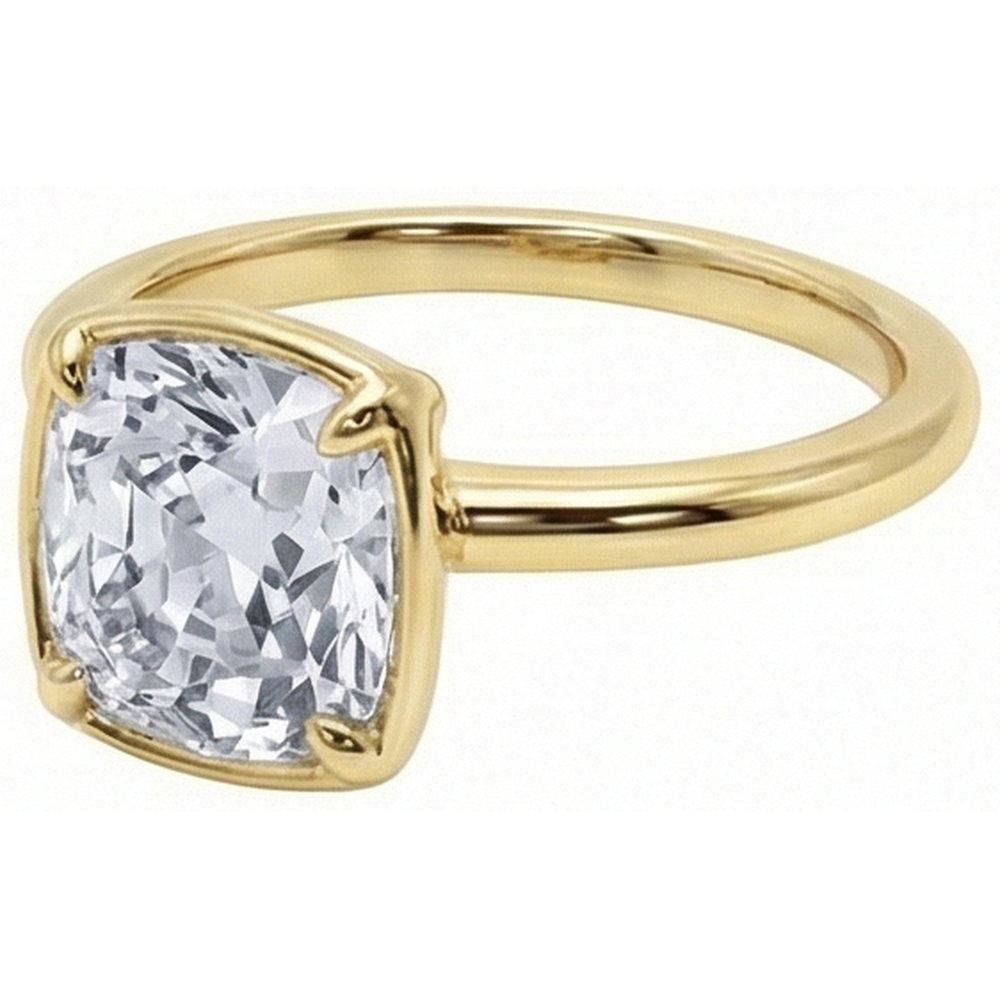 vero cushion diamante 2.25carati anello dettaglio ravvicinato