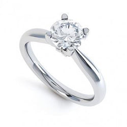 Solitario Anello Di Fidanzamento Con Genuino Diamante A Taglio Rotondo Da 2.25 Ct. Oro Bianco 14K