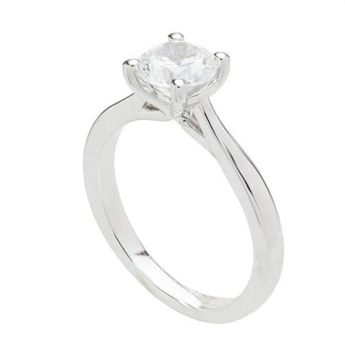 Solitario Anello Di Fidanzamento Con Naturale Diamante Rotondo 1.50 Carati Oro Bianco 14K