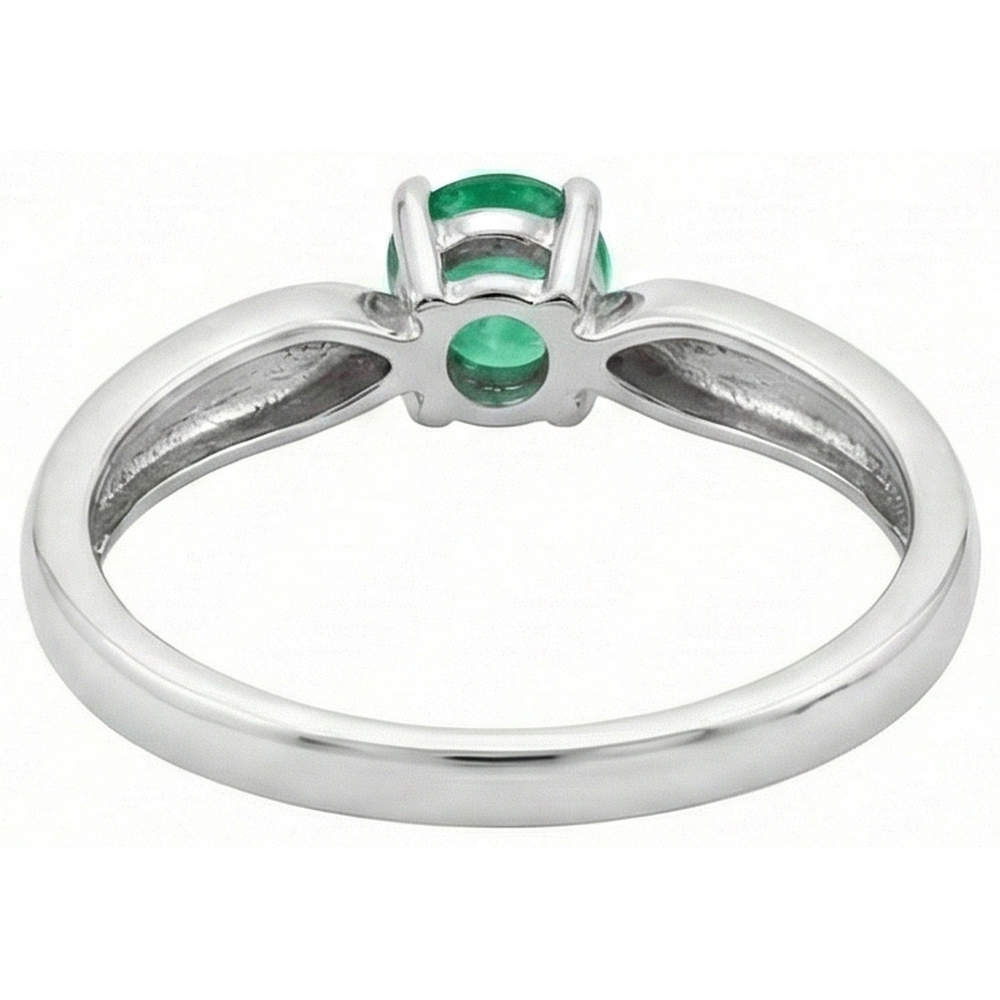 Solitario Anello Di Fidanzamento Con Verde Smeraldo A Taglio Rotondo Da 2.50 Ct. Oro Bianco 14K