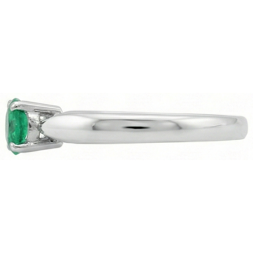 Solitario Anello Di Fidanzamento Con Verde Smeraldo A Taglio Rotondo Da 2.50 Ct. Oro Bianco 14K