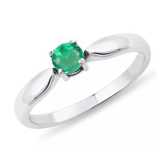 Solitario Anello di fidanzamento con smeraldo a taglio rotondo da 2.50 ct. oro bianco 14K - harrychadent.it