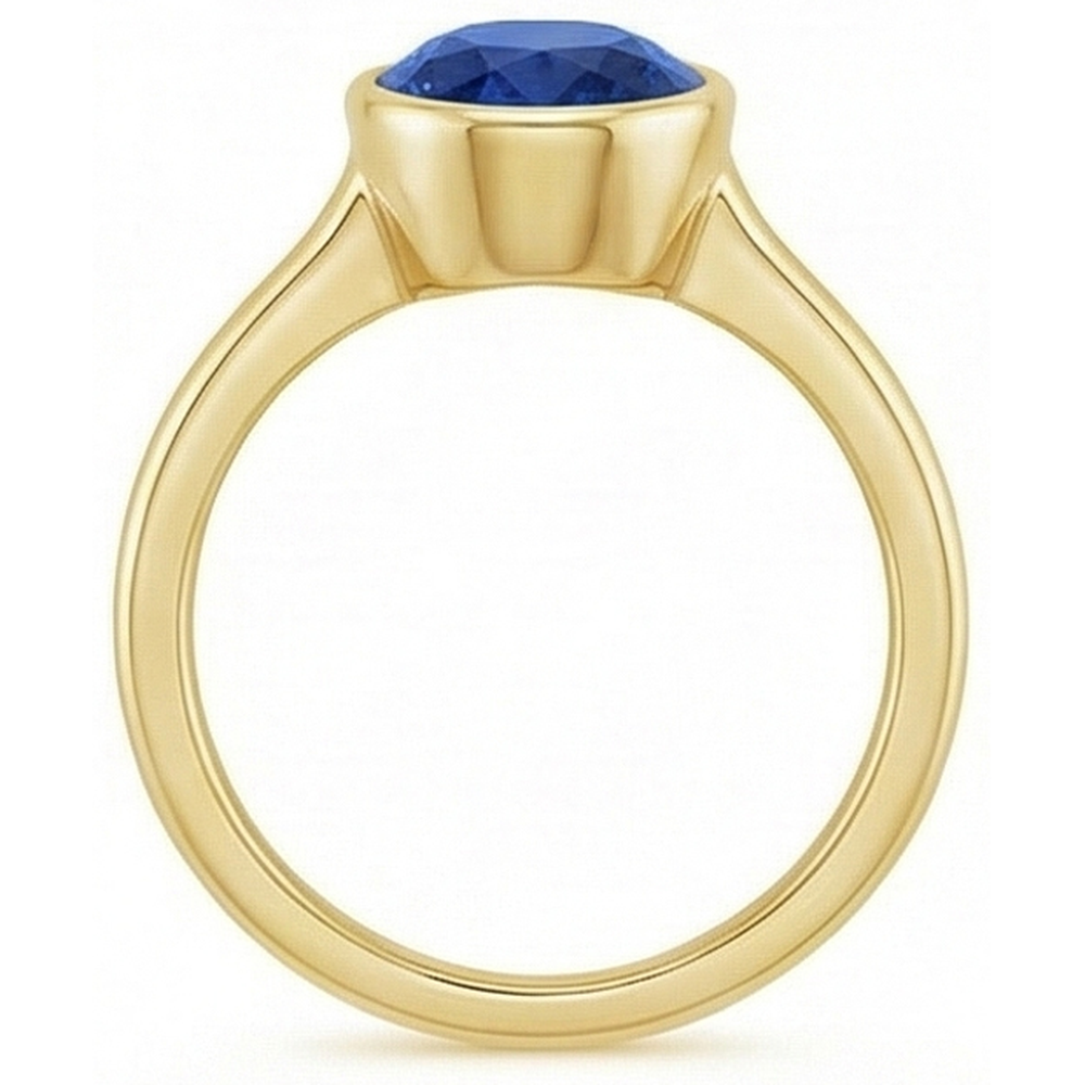 Solitario Anello Di Fidanzamento Lunetta Set Zaffiro Ceylon Ovale 2.50 Carati