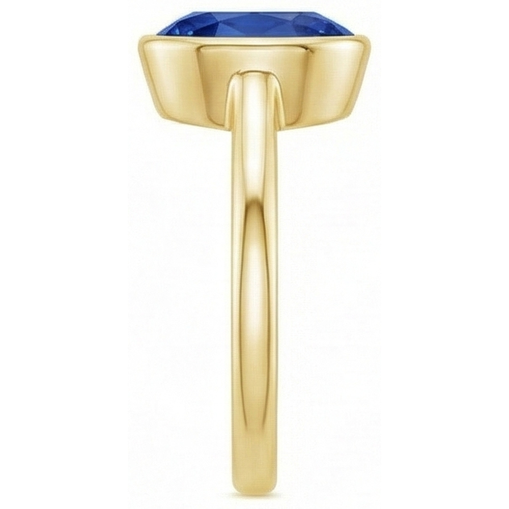 Solitario Anello Di Fidanzamento Lunetta Set Zaffiro Ceylon Ovale 2.50 Carati