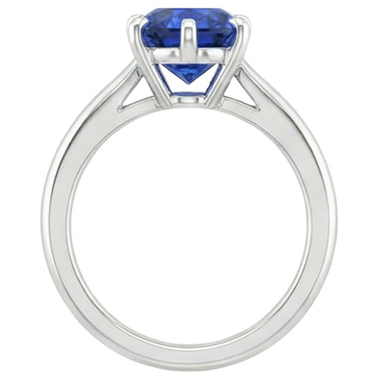 Solitario Anello Di Fidanzamento Taglio Ovale Zaffiro Ceylon 2 Carati