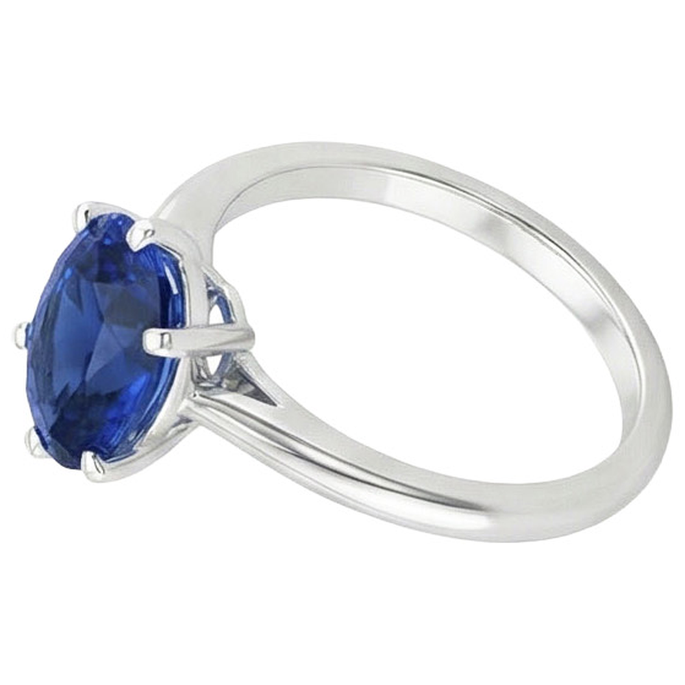 Solitario Anello Di Fidanzamento Taglio Ovale Zaffiro Ceylon 2 Carati