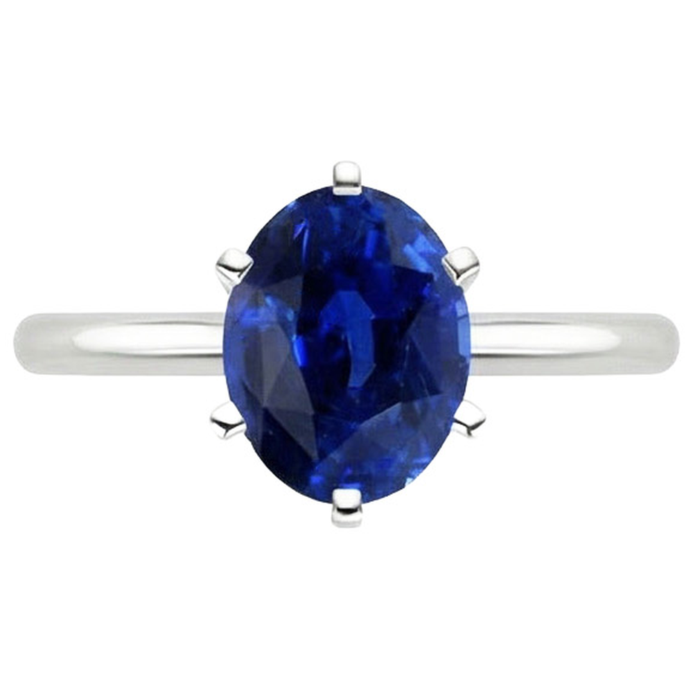 Solitario Anello Di Fidanzamento Taglio Ovale Zaffiro Ceylon 2 Carati