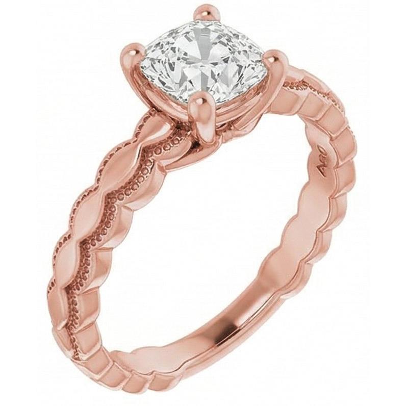 Solitario Anello Di Fidanzamento Vecchio Taglio Cushion Naturale Diamante Naturale Autentico ( non creato in laboratorio ) 2,50 Carati