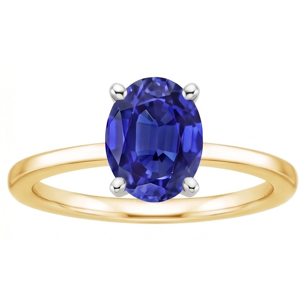 Solitario Anello Gemma Gioielli Ovale Blu Zaffiro 2.50 Carati