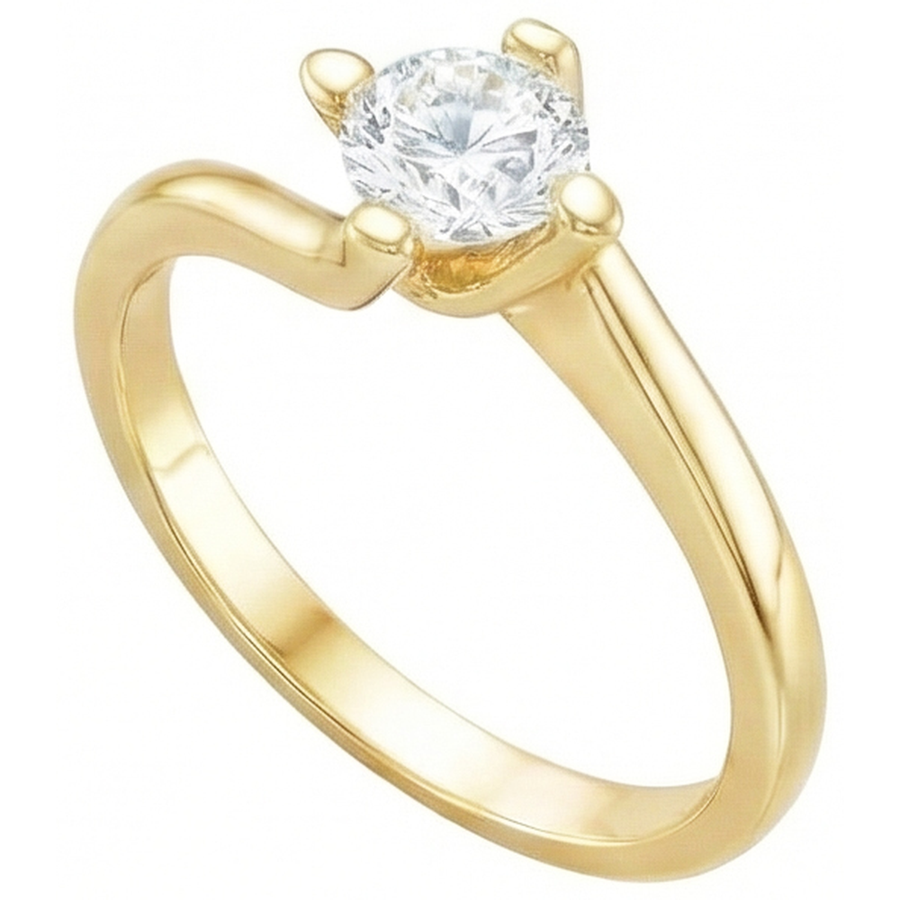 Solitario Anello Nuziale Con Genuino Diamante Da 1.75 Carati Oro Giallo 14K