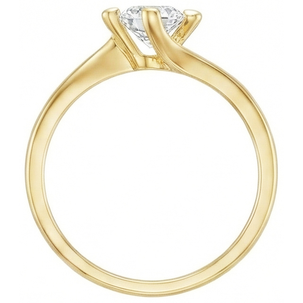 Solitario Anello Nuziale Con Genuino Diamante Da 1.75 Carati Oro Giallo 14K