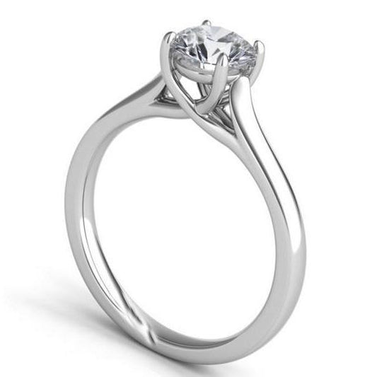 Solitario Anello Nuziale In Oro Bianco Con Genuino Diamante Taglio Brillante Da 1.25 Carati