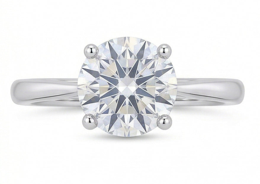 Solitario Anello Nuziale In Oro Bianco Con Naturale Diamante Taglio Rotondo 2 Carati 14K