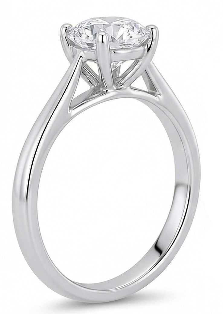 Solitario Anello Nuziale In Oro Bianco Con Naturale Diamante Taglio Rotondo 2 Carati 14K