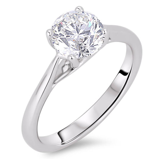 Solitario Anello Nuziale In Oro Bianco Con Naturale Diamante Taglio Rotondo 2 Carati 14K