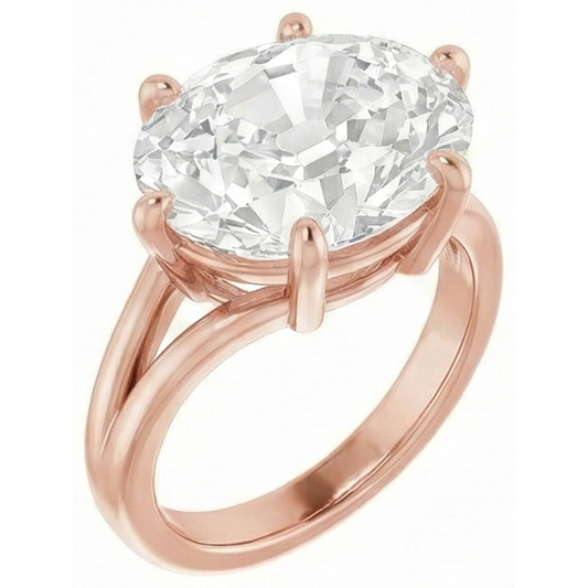 vero oval diamante 8.50carati anello angolo laterale