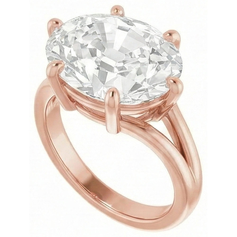 vero oval diamante 8.50carati anello dettaglio ravvicinato