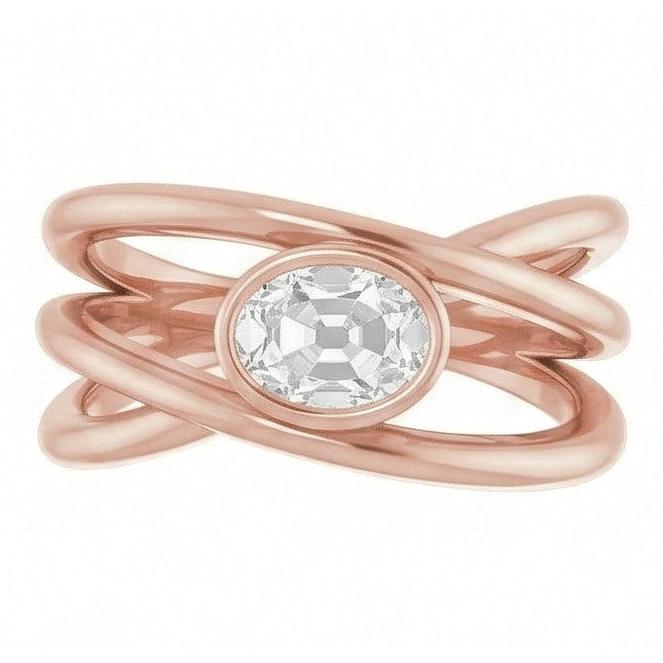 vero oval diamante 2.50carati anello angolo laterale