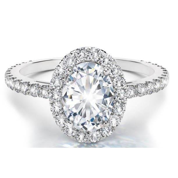 Solitario Con Accenti Vero Diamond Anello Halo 3.90 Carati