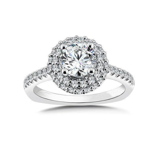 Solitario Con Accento 4.50 Carati Naturale Diamanti Halo Anello In Oro Bianco 14K