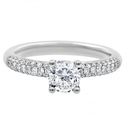 Solitario Con Genuino Diamanti Accenti 3.20 Carati Fede Nuziale Oro Bianco 14K