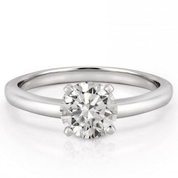 Solitario Da 1 Carato Con Genuino Diamante A Taglio Rotondo In Oro Bianco 14K