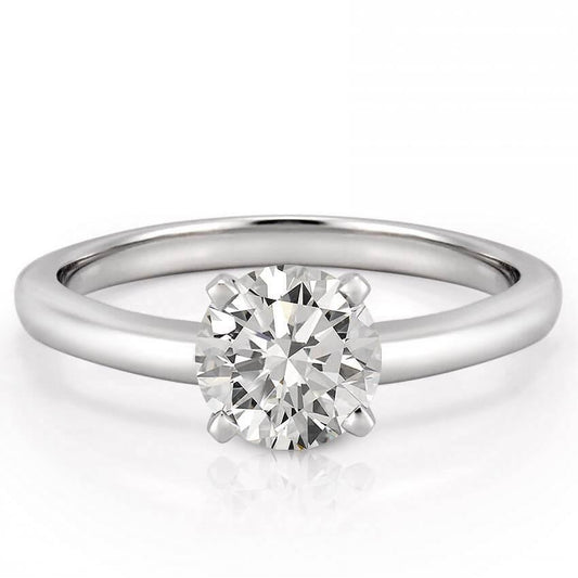 Solitario Da 1 Carato Con Genuino Diamante A Taglio Rotondo In Oro Bianco 14K