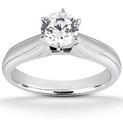 Solitario Da 1.60 Carati Con Vero Diamante A Taglio Rotondo. Oro Bianco 14K