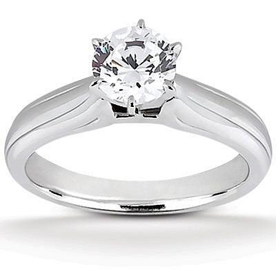 Solitario Da 1.60 Carati Con Vero Diamante A Taglio Rotondo. Oro Bianco 14K