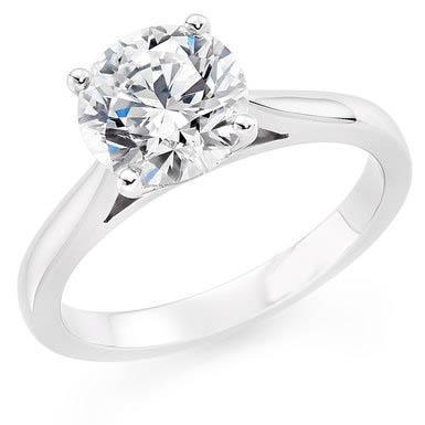 Solitario Da 2.80 Carati Con Naturale Diamante A Taglio Rotondo In Oro Bianco 14K